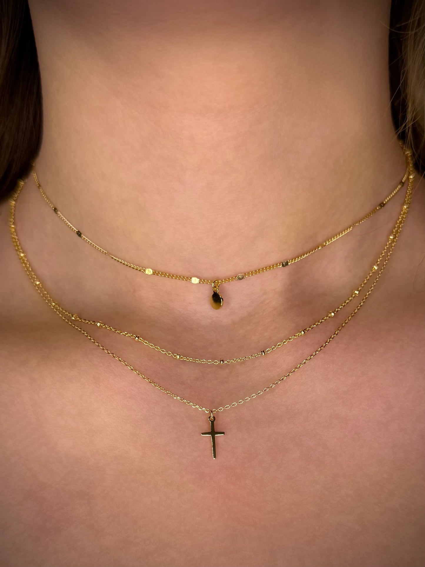Triple Layered Cross Necklace