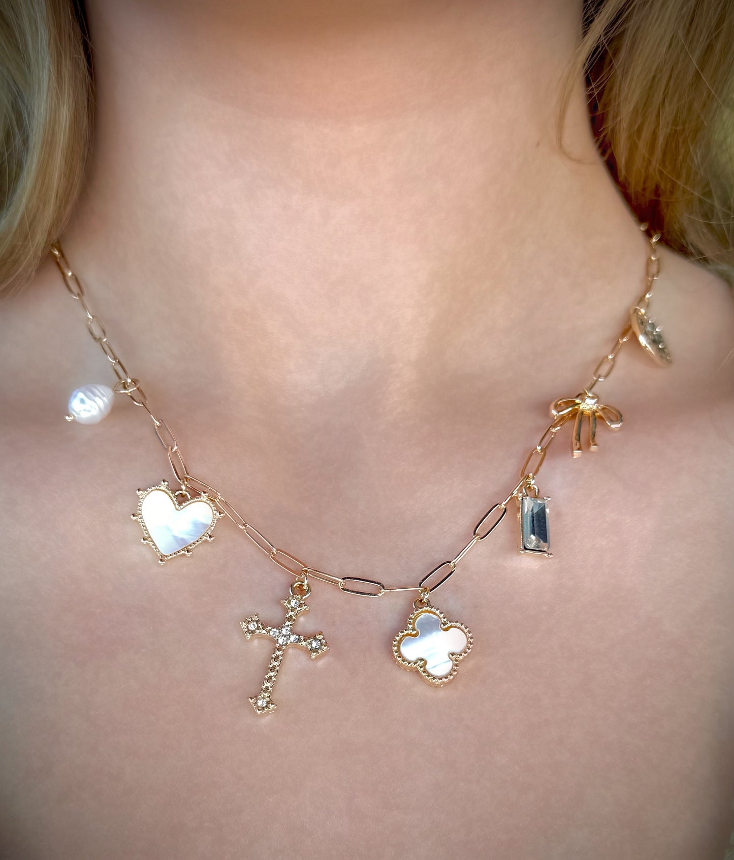 Gold Cross Charm Necklace